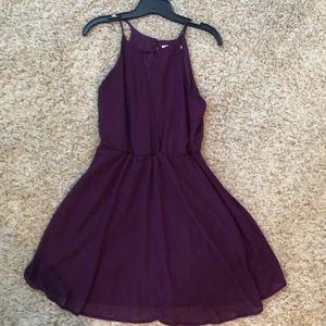 Burgundy Fit & Flare Dress